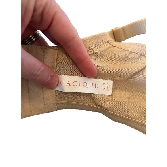 Cacique Lightly‎ Lined Balconette Bra Size 42 DD Beige Lace Nude Beige Underwire - Picture 6 of 7